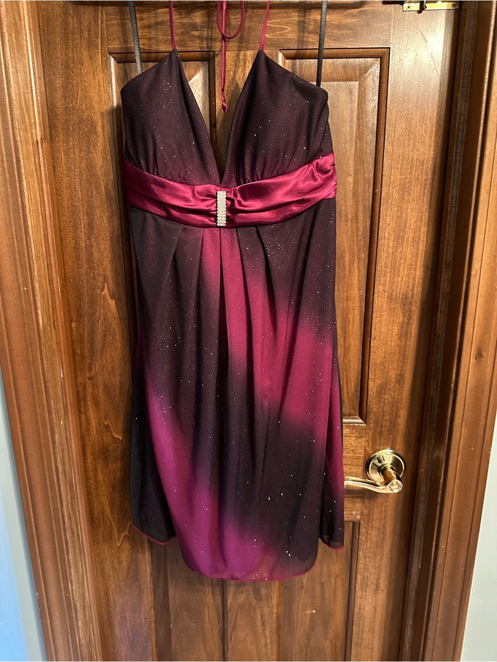 Bwear Ombre Burgundy to Black Halter Cocktail Dress